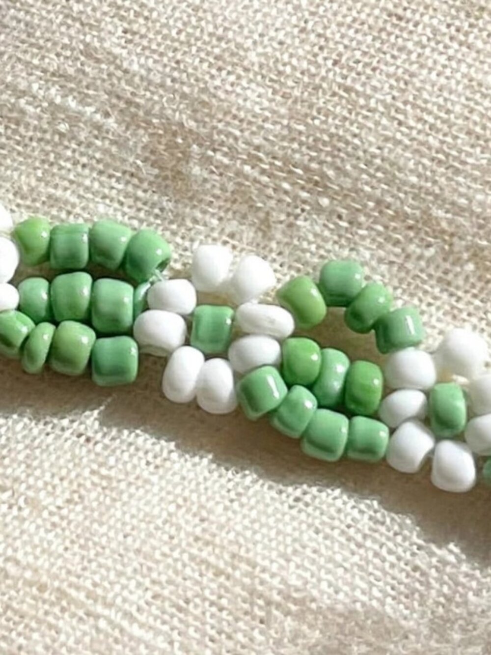 Green White Beaded Bracelet
